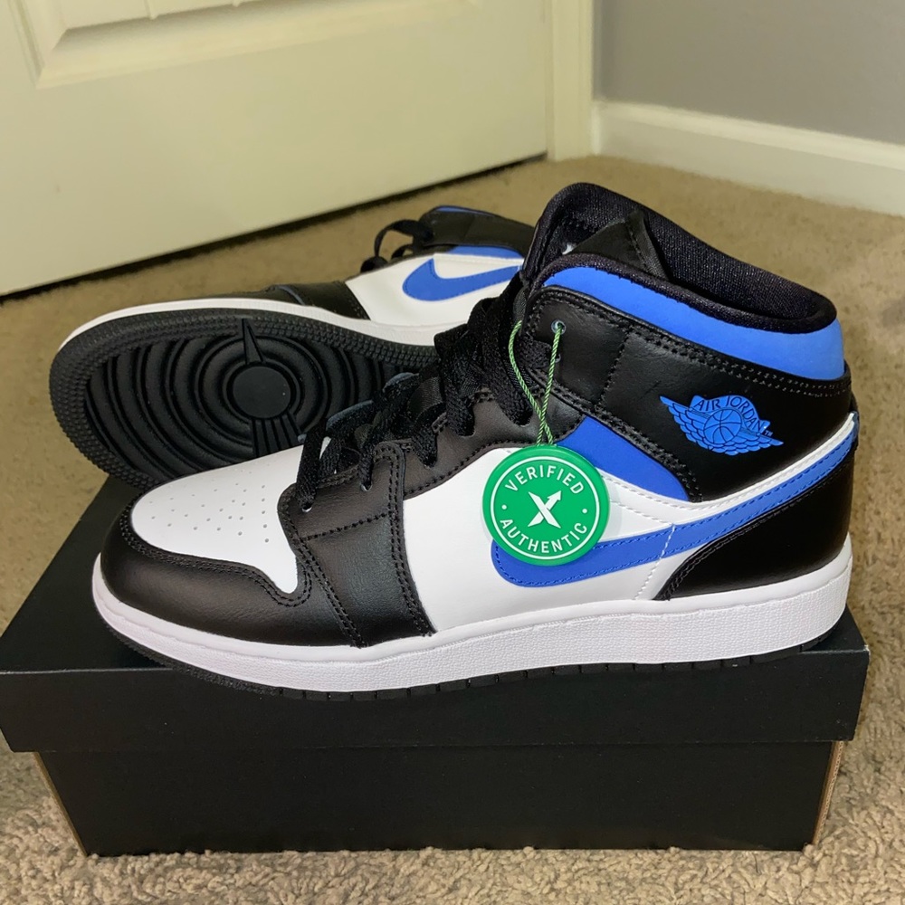 Brand new Jordan 1 Mid White Black Royal (GS)